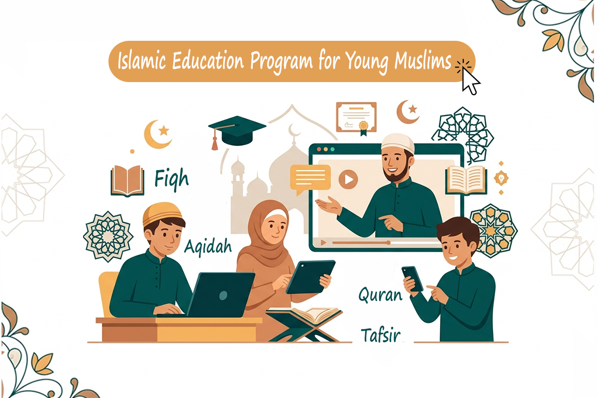 Islamic education program course illustration